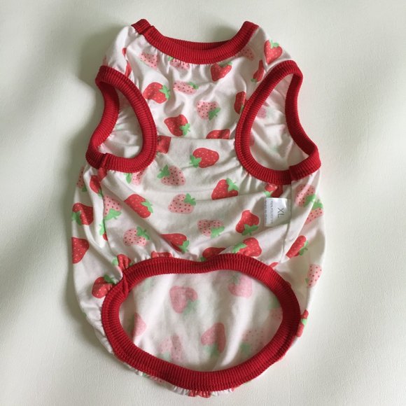 Dog Clothes Strawberry Print Tank Red Pink Size XL - Picture 3 of 7